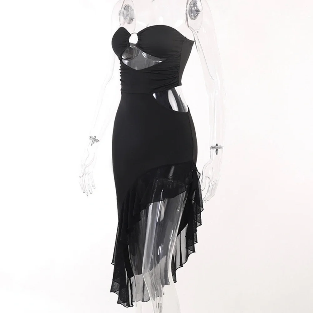 Black Strapless Cutout Dress - Picture 3 of 9